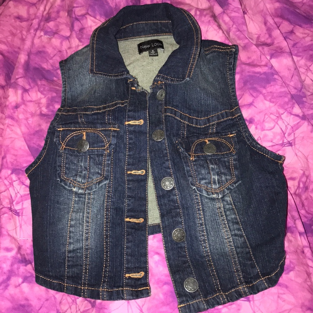 small dark wash denim jacket / vest